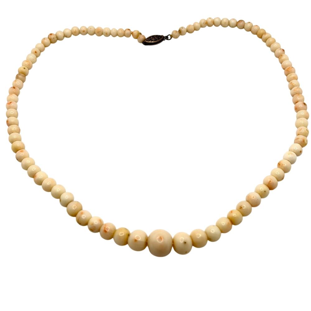 Vintage 70s Peach Natural Angel Skin Coral Graduated Beaded Strand Necklace